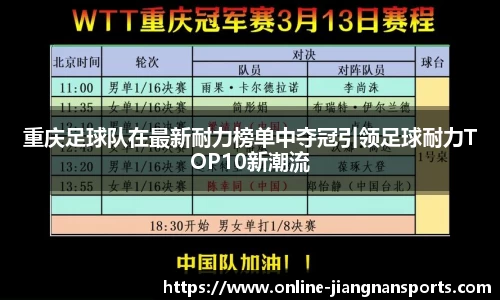 重庆足球队在最新耐力榜单中夺冠引领足球耐力TOP10新潮流